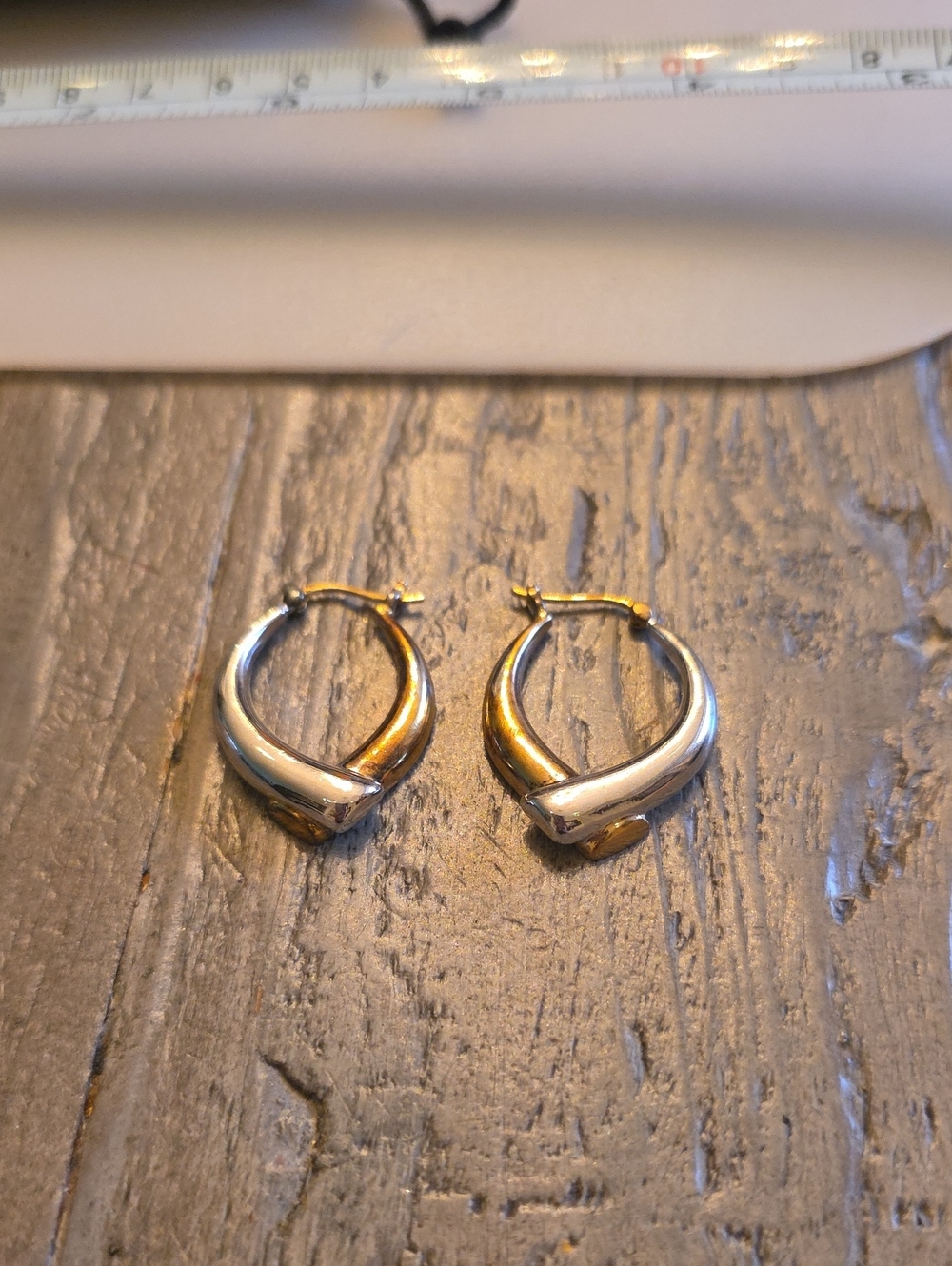 Two-Tone Gold and Sterling Silver Hoop Earrings